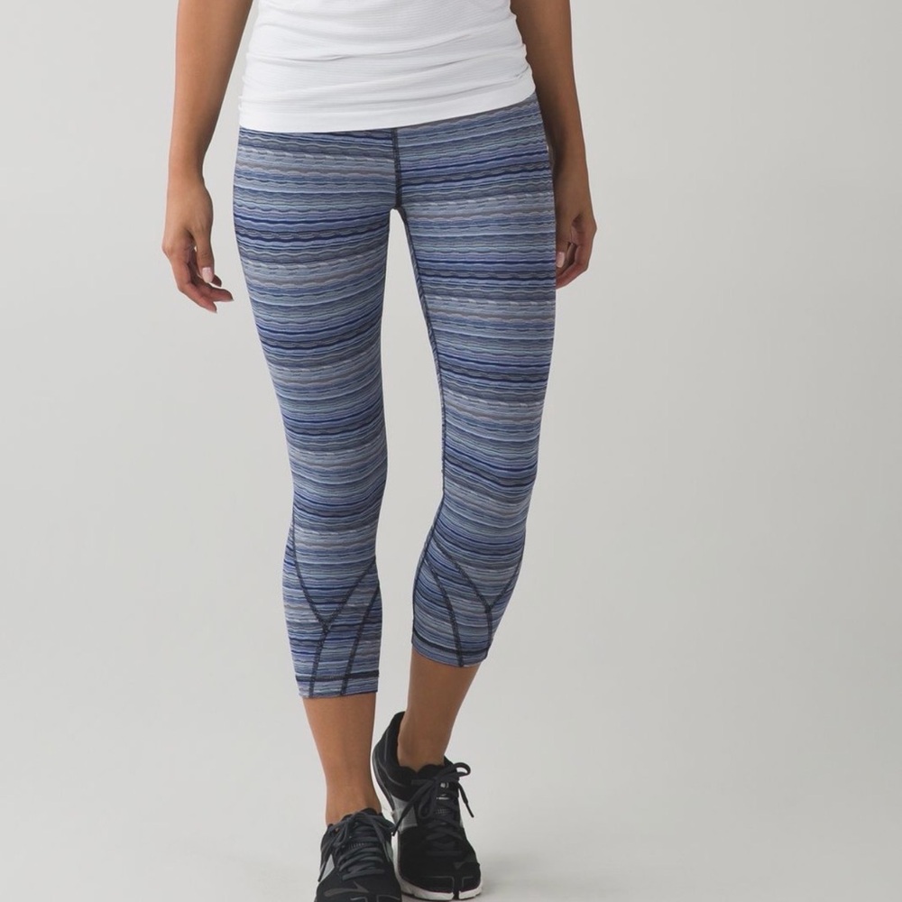 Lululemon Run Inspire All Luxtreme Space Dye Twist Sapphire Blue Crop Leggings 6